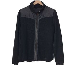 BLUE WILLI'S Black Cotton Danish Full Zip Up Sweater Jacket L